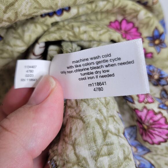 Lane Bryant Floral Print Tie Neck Ruffle Short Sleeve Top Blouse Plus Size 14 - Picture 7 of 9